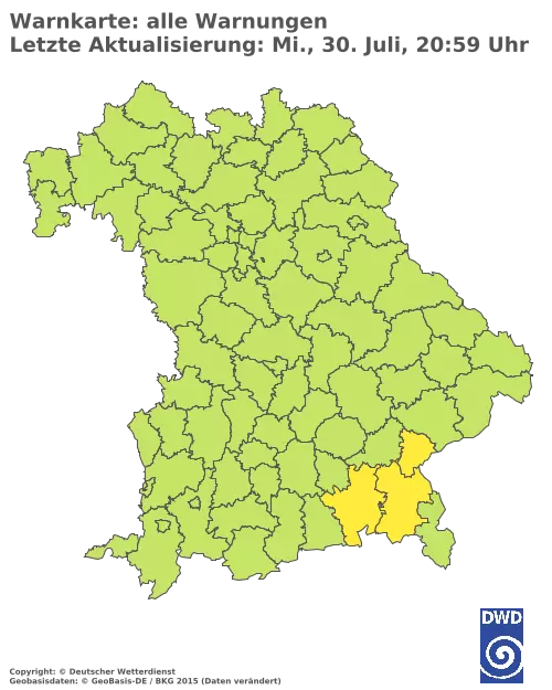 Aktuelle Wetterwarnungen für  Unterallgäu