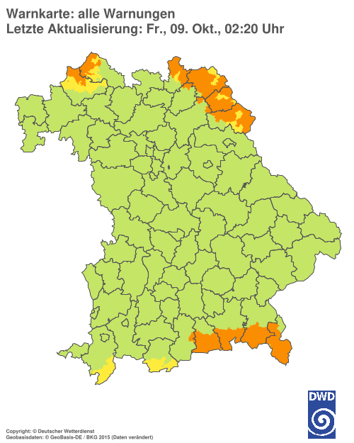 Aktuelle Warnkarte: Bayern