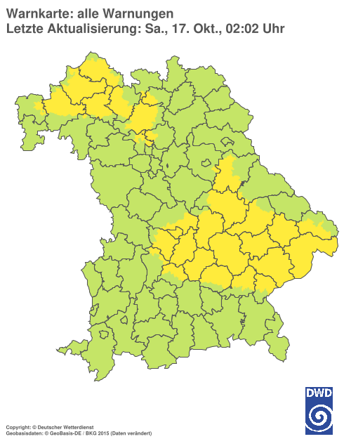 Aktuelle Warnkarte: Bayern
